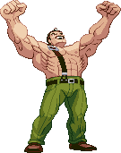 Mike Haggar: 2021, fists up, pose inspired by Final Fight official art